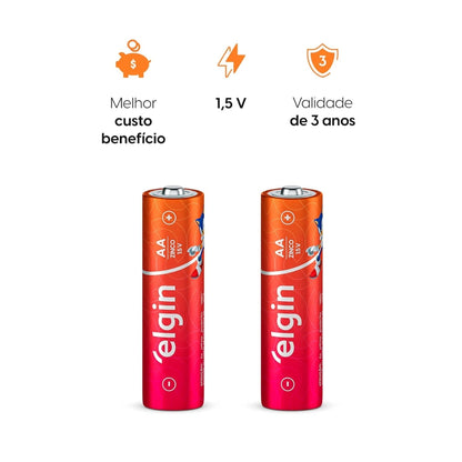 Pilha Zinco Aa Tubo 40 Unidades Elgin R06p [F108]