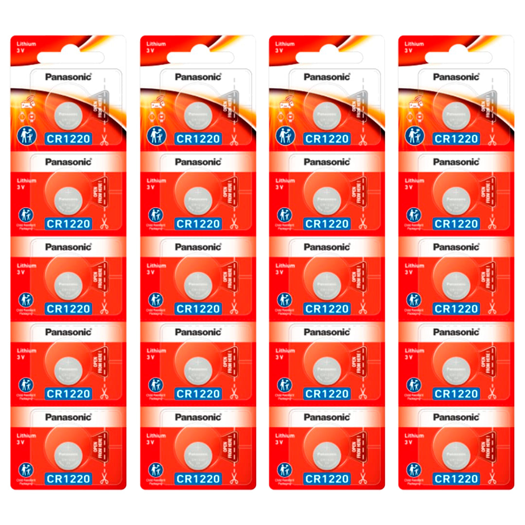 20 Baterias CR1220 Panasonic (04 cartelas)