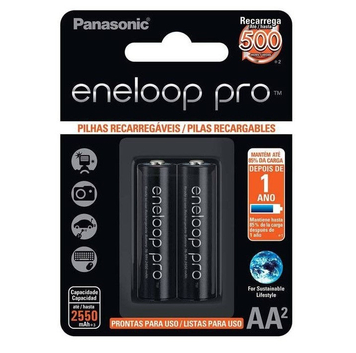 8 Pilhas Recarregaveis Eneloop Pro Aa Panasonic (4 Cart)
