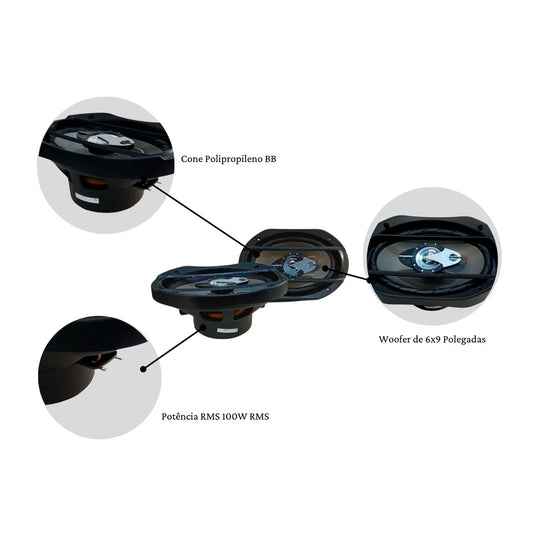 Kit Falante Quadriaxial 6x9 Pol 200w 4r Cz Leson [F108]