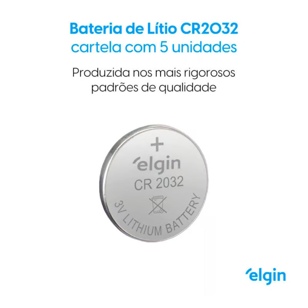 Bateria Lítio Cr2032 Elgin Cartela Com 05 Unidades [F108]