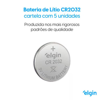 Bateria Lítio Cr2032 Elgin Cartela Com 05 Unidades [F108]