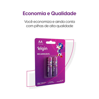 Pilha Recarregável Aa Elgin 2700mah Cartela Com 02 Unidades [F108]