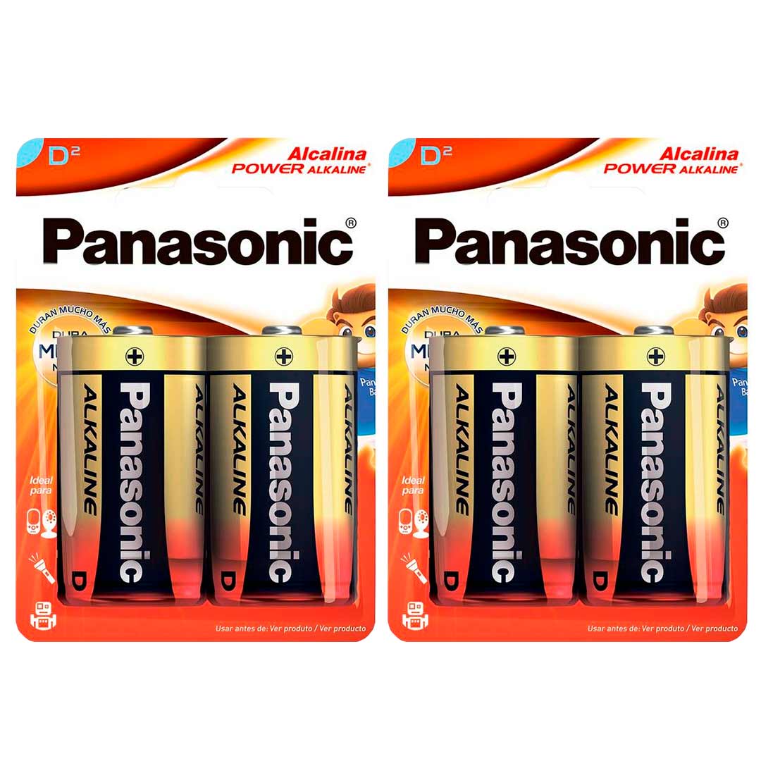 4 Pilhas Alcalinas D Panasonic (2  Cart)