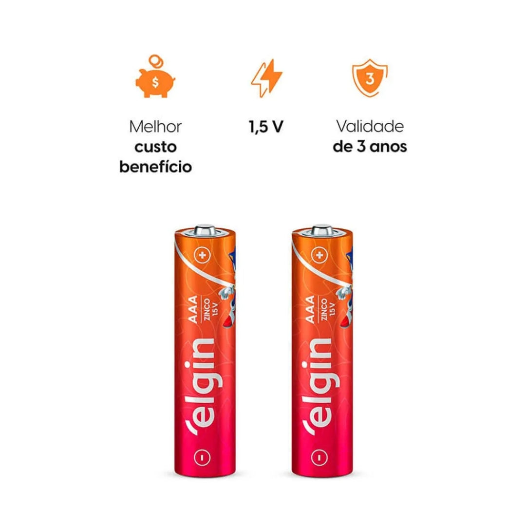 Pilha Zinco Aaa4 Elgin R03 Cartela Com 04 Unidades [F108]