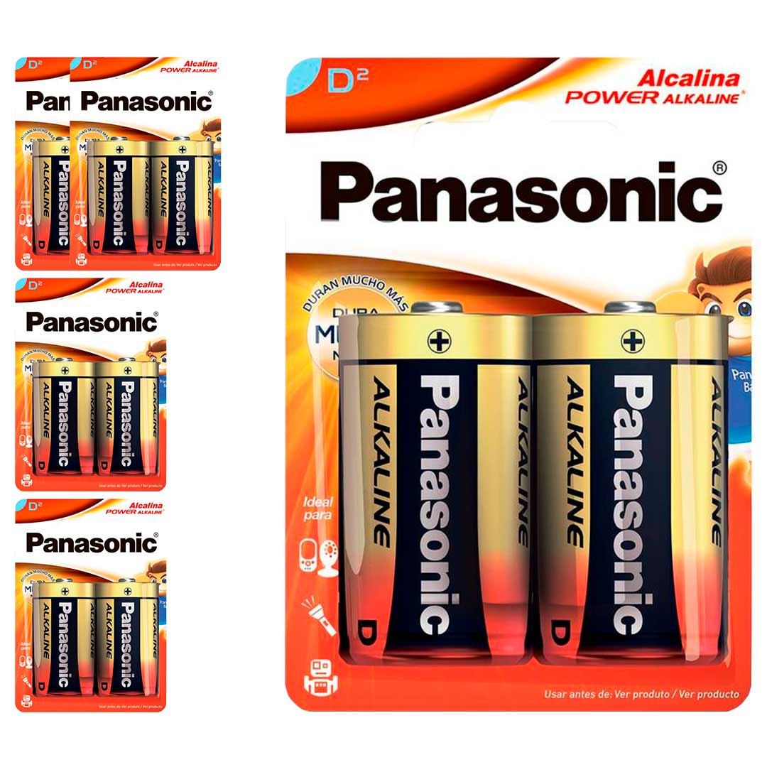 10 Pilhas Alcalinas D Panasonic (5  Cart)